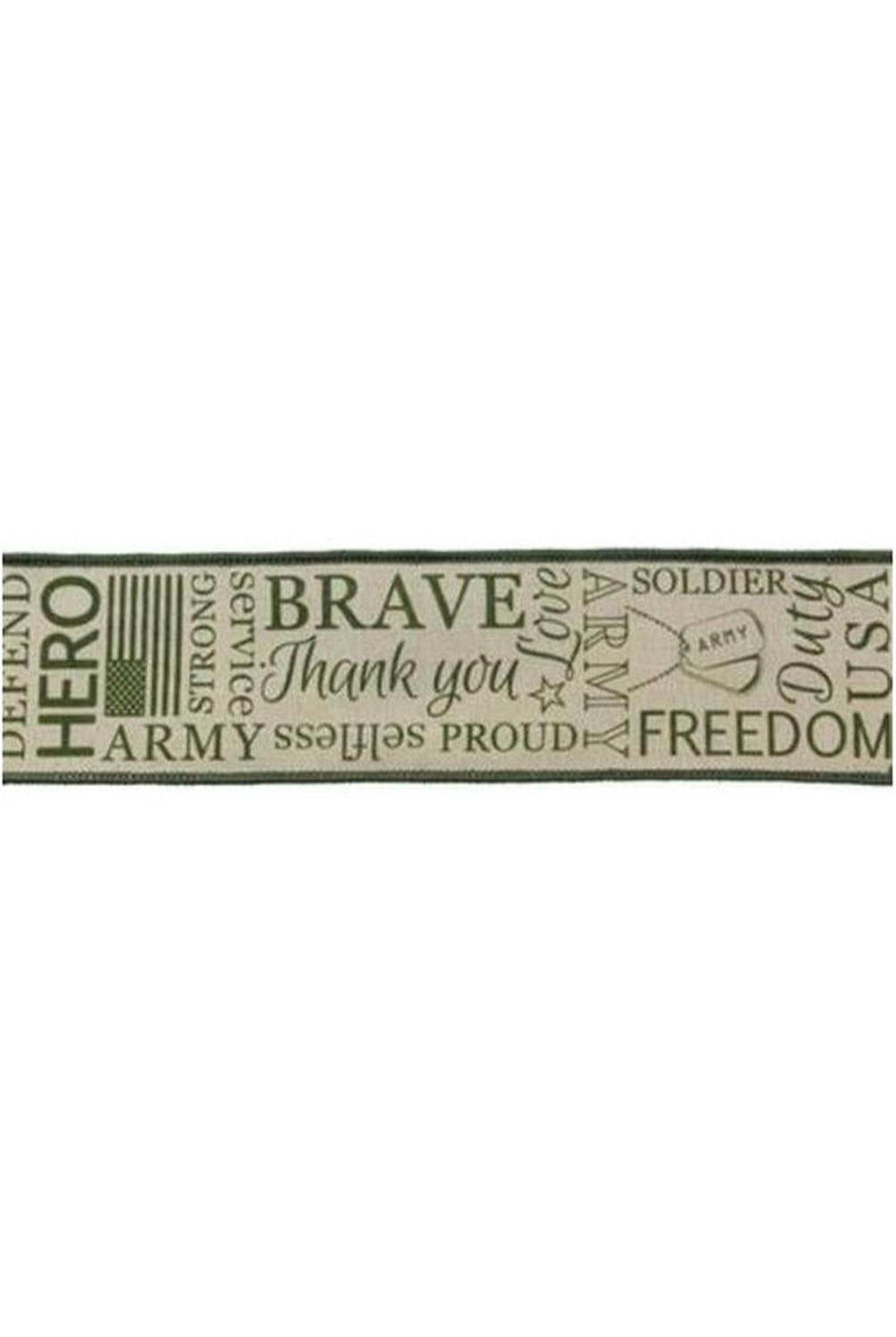 2.5" Army Ribbon: Army Green & Natural (10 Yards)