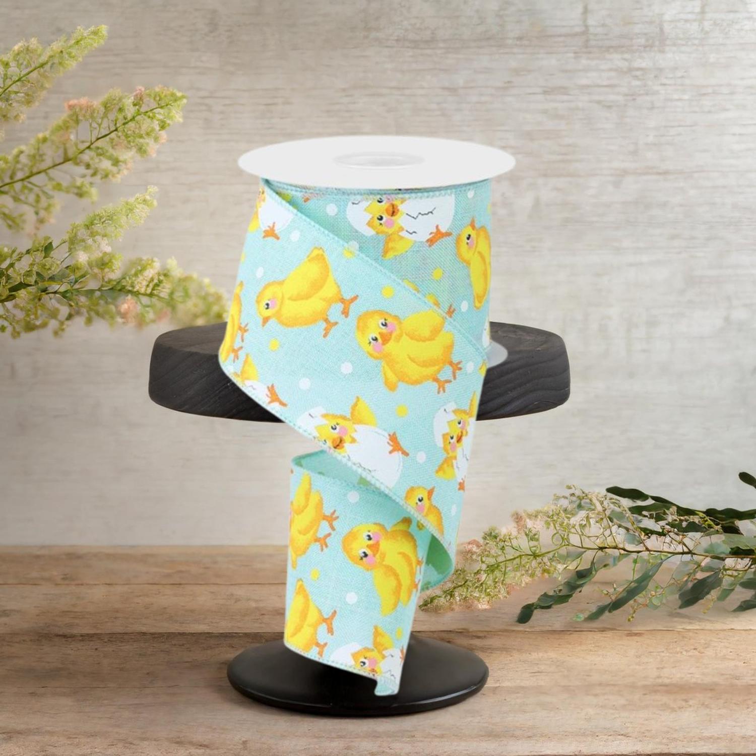 2.5" Baby Chicks on Royal Ribbon: Ice Blue (10 Yards)