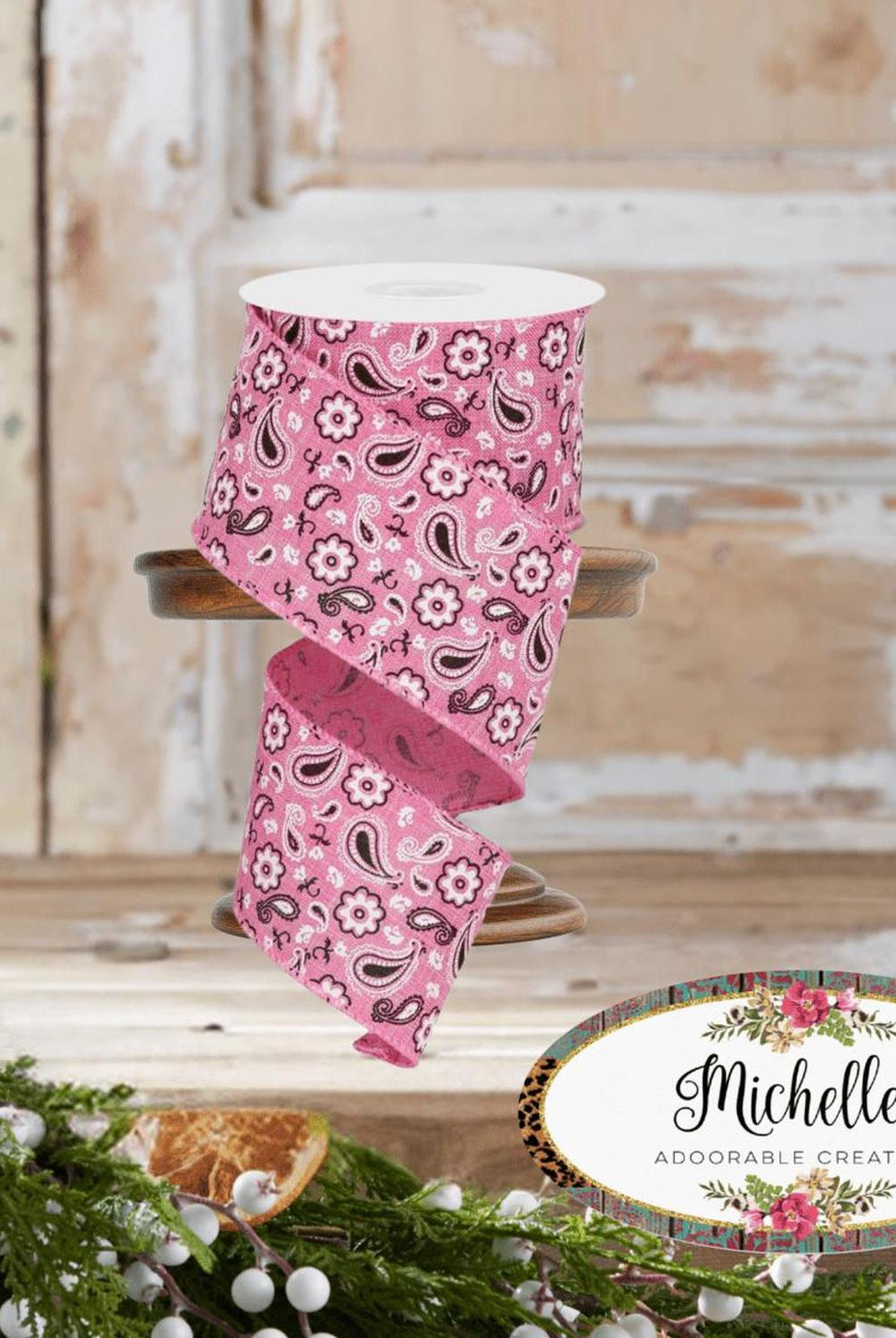 2.5" Bandana Ribbon: Pink (10 Yards)