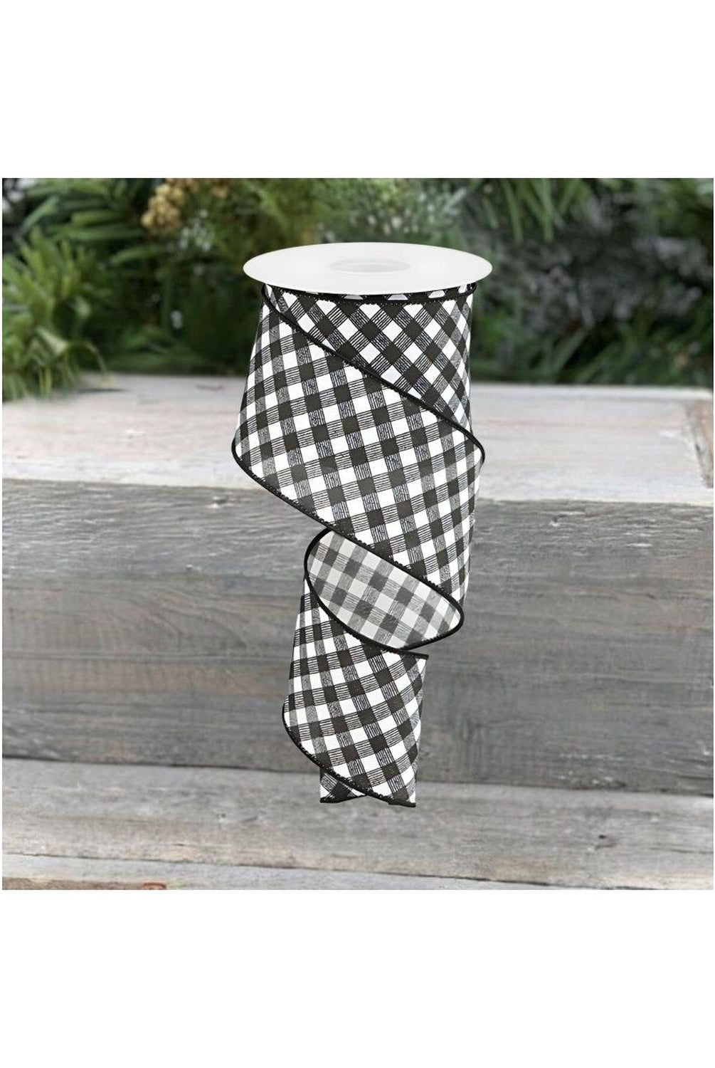 Shop For 2.5" Bias Gingham Ribbon: Black & White (10 Yards)
