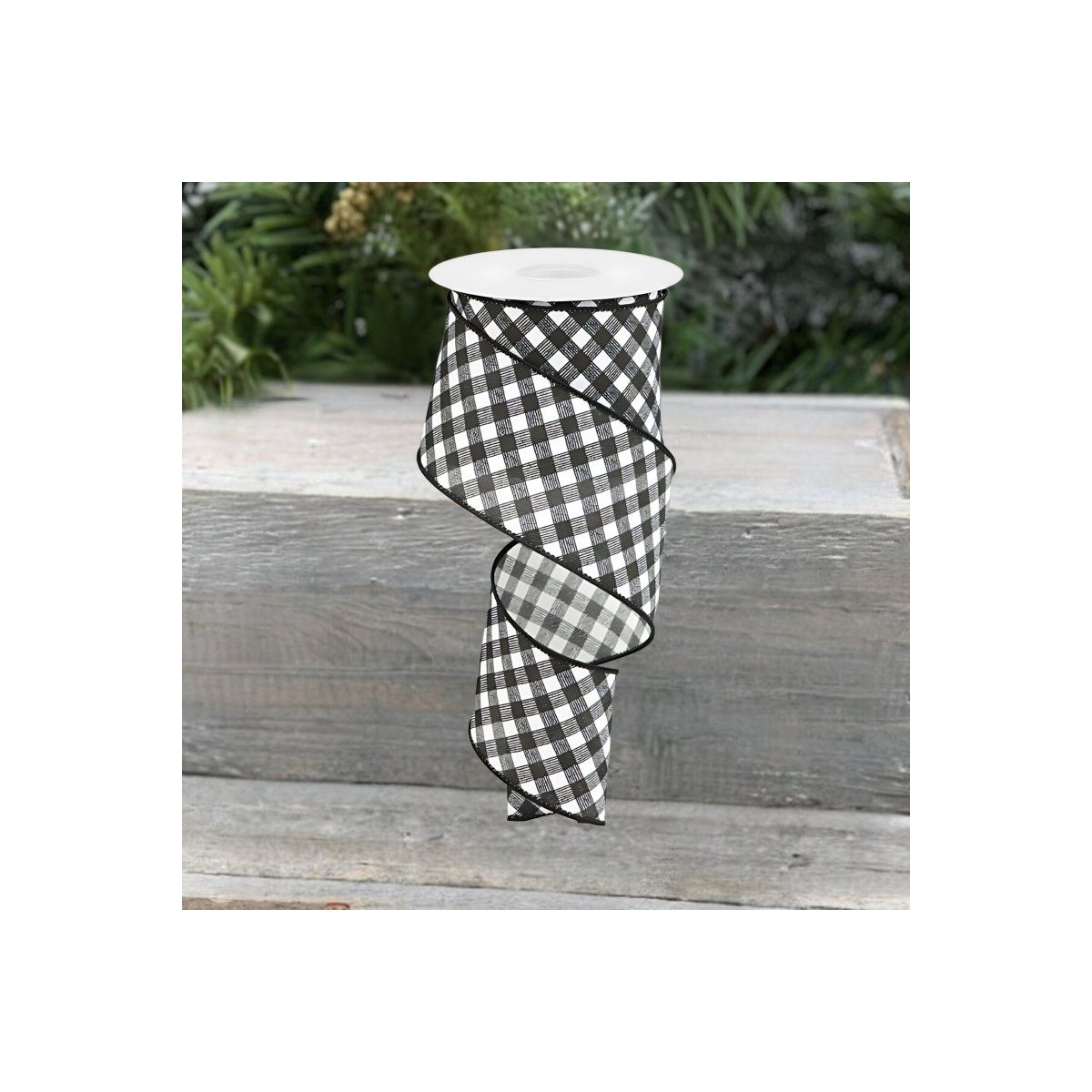 Shop For 2.5" Bias Gingham Ribbon: Black & White (10 Yards)