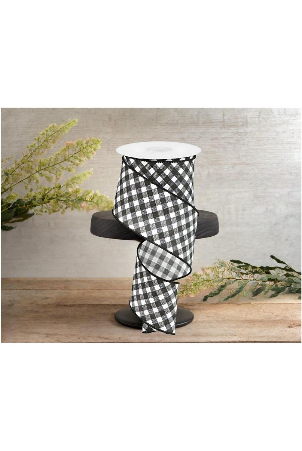 Shop For 2.5" Bias Gingham Ribbon: Black & White (10 Yards)