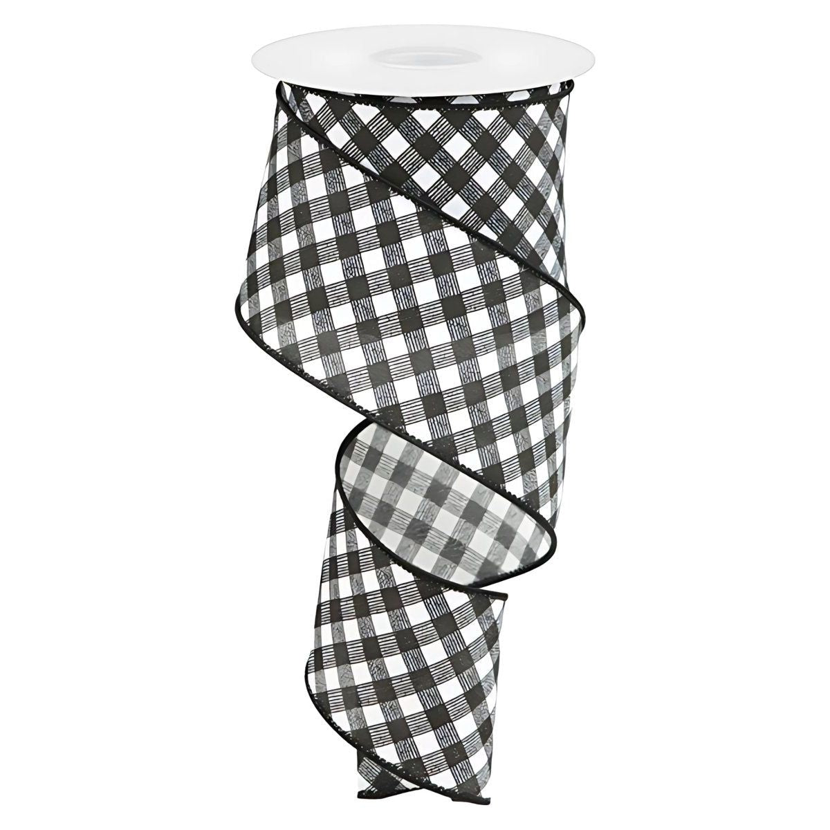 Shop For 2.5" Bias Gingham Ribbon: Black & White (10 Yards)
