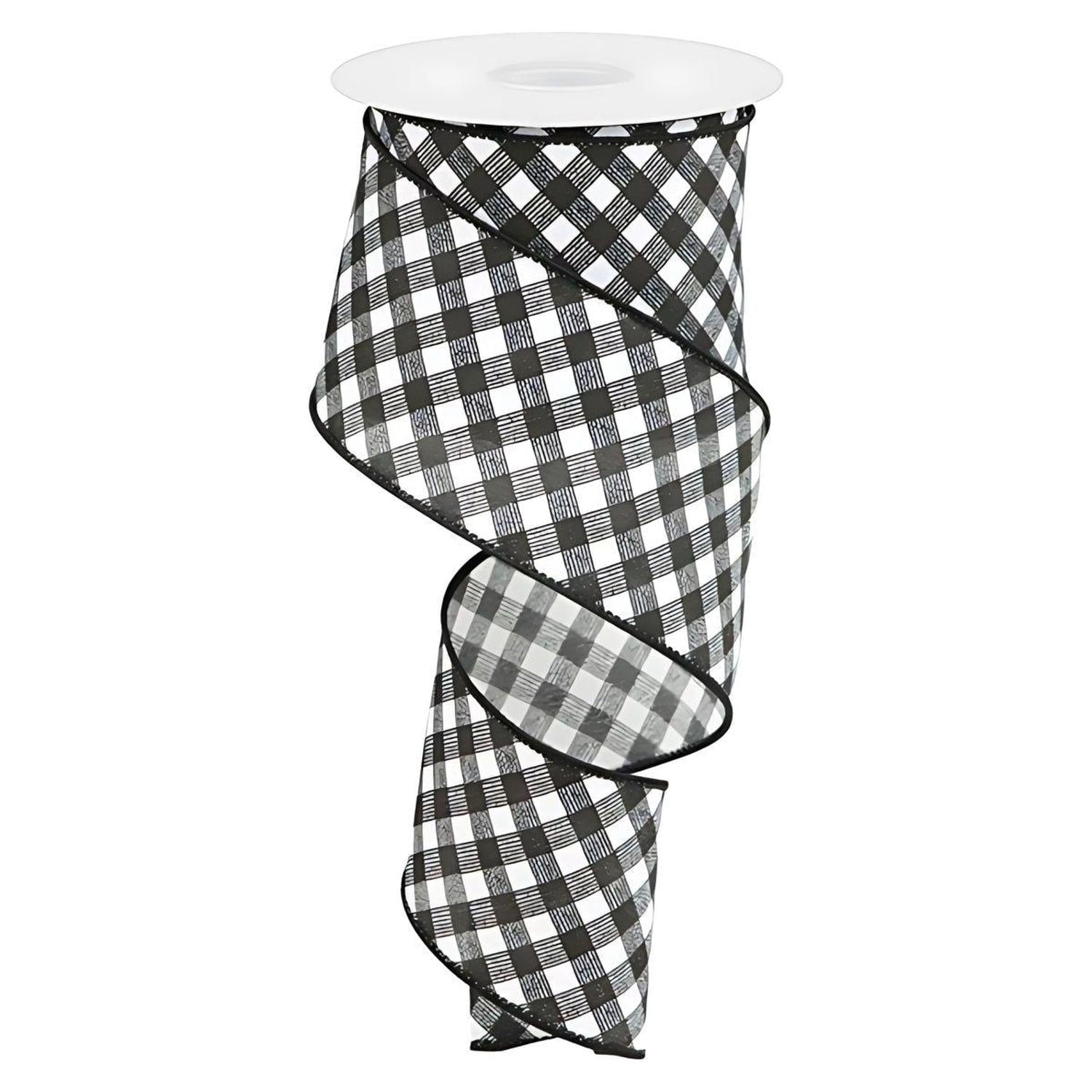 Shop For 2.5" Bias Gingham Ribbon: Black & White (10 Yards)