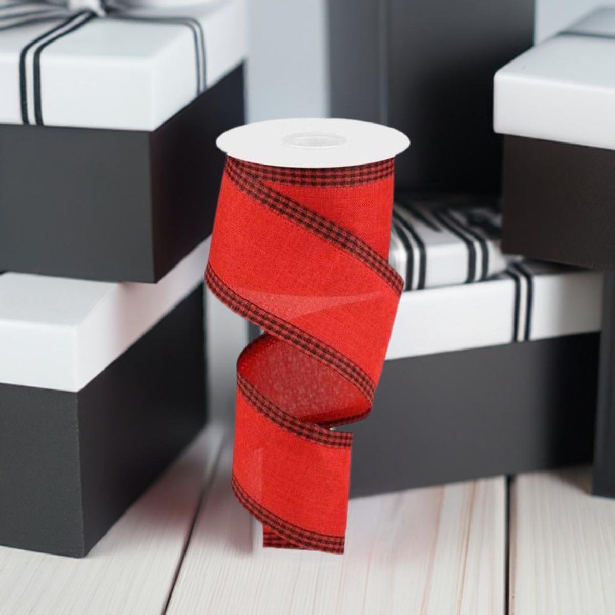 Shop For 2.5" Black Gingham Edge Ribbon: Red (10 Yards) at Michelle's aDOORable Creations