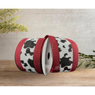 Shop For 2.5" Black Linen Cow Print Ribbon: Dark Red (10 Yards)