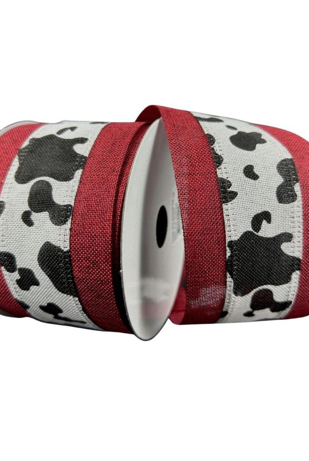 Shop For 2.5" Black Linen Cow Print Ribbon: Dark Red (10 Yards) at Michelle's aDOORable Creations