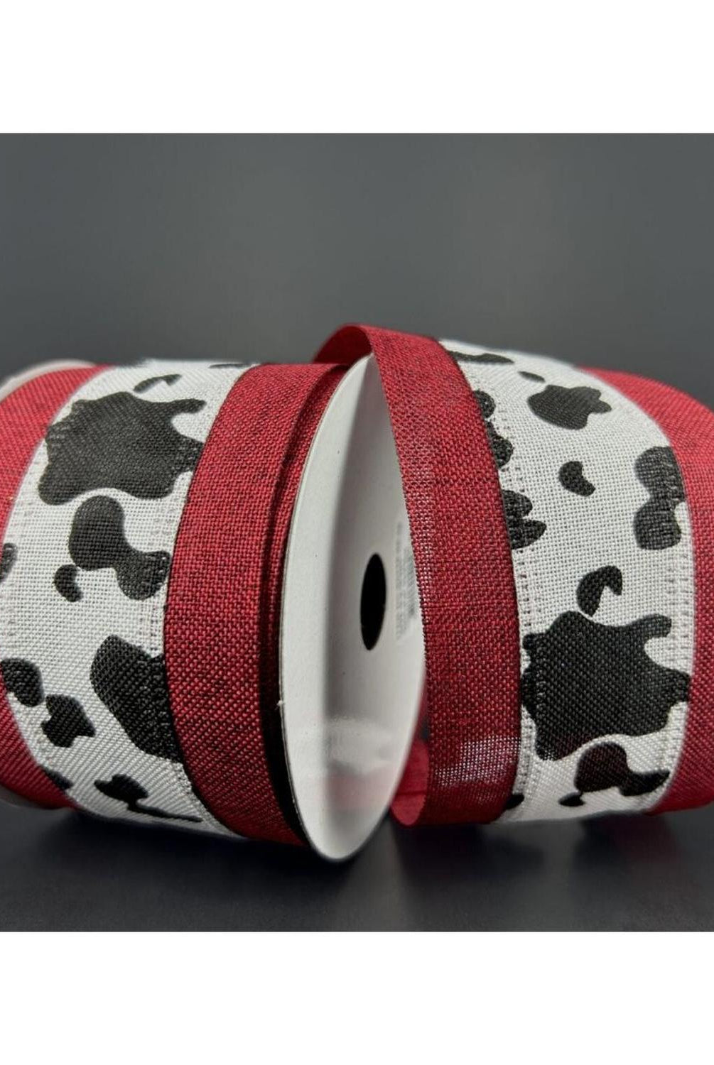 Shop For 2.5" Black Linen Cow Print Ribbon: Dark Red (10 Yards) at Michelle's aDOORable Creations