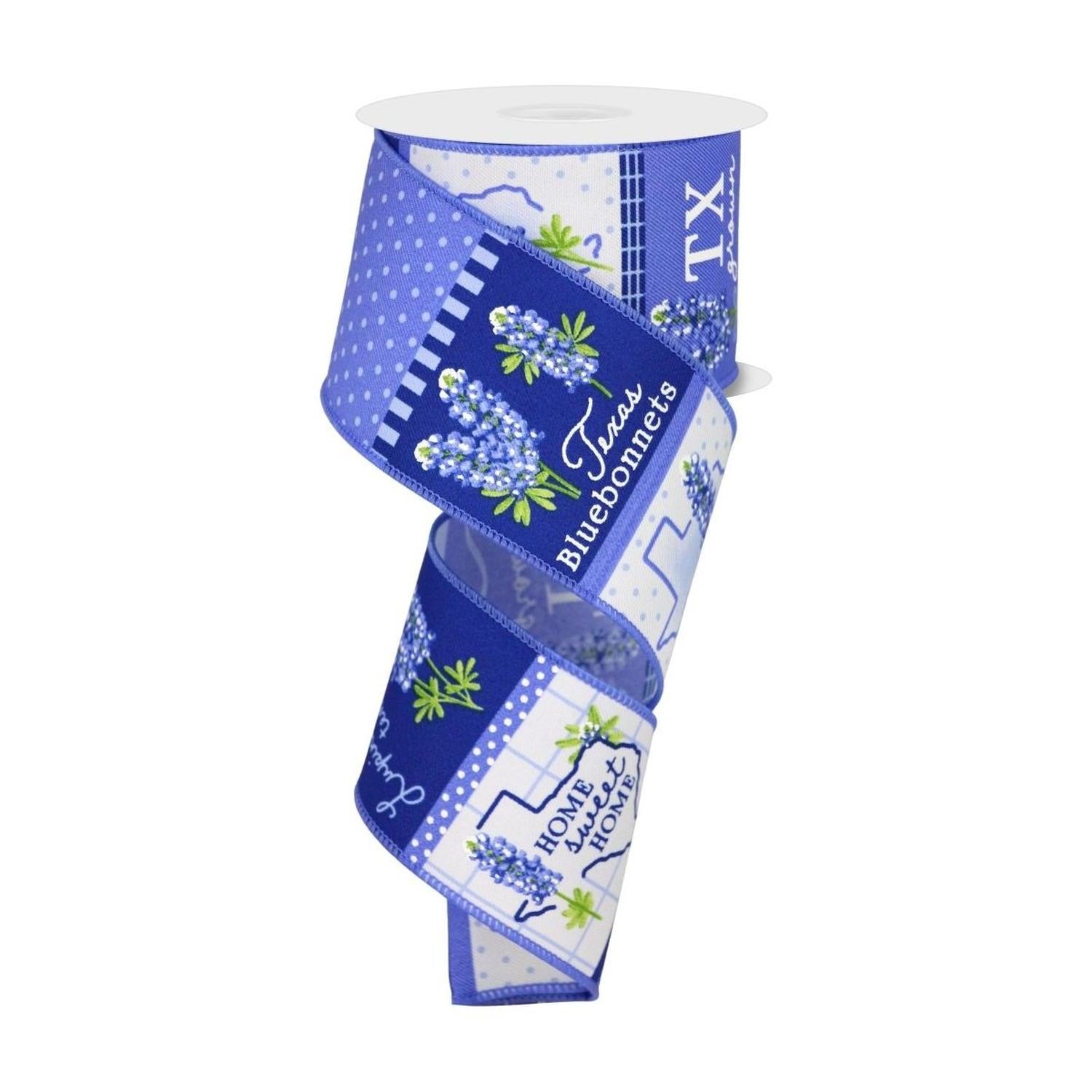 Shop For 2.5" Bluebonnets Block Ribbon: Blue (10 Yards)