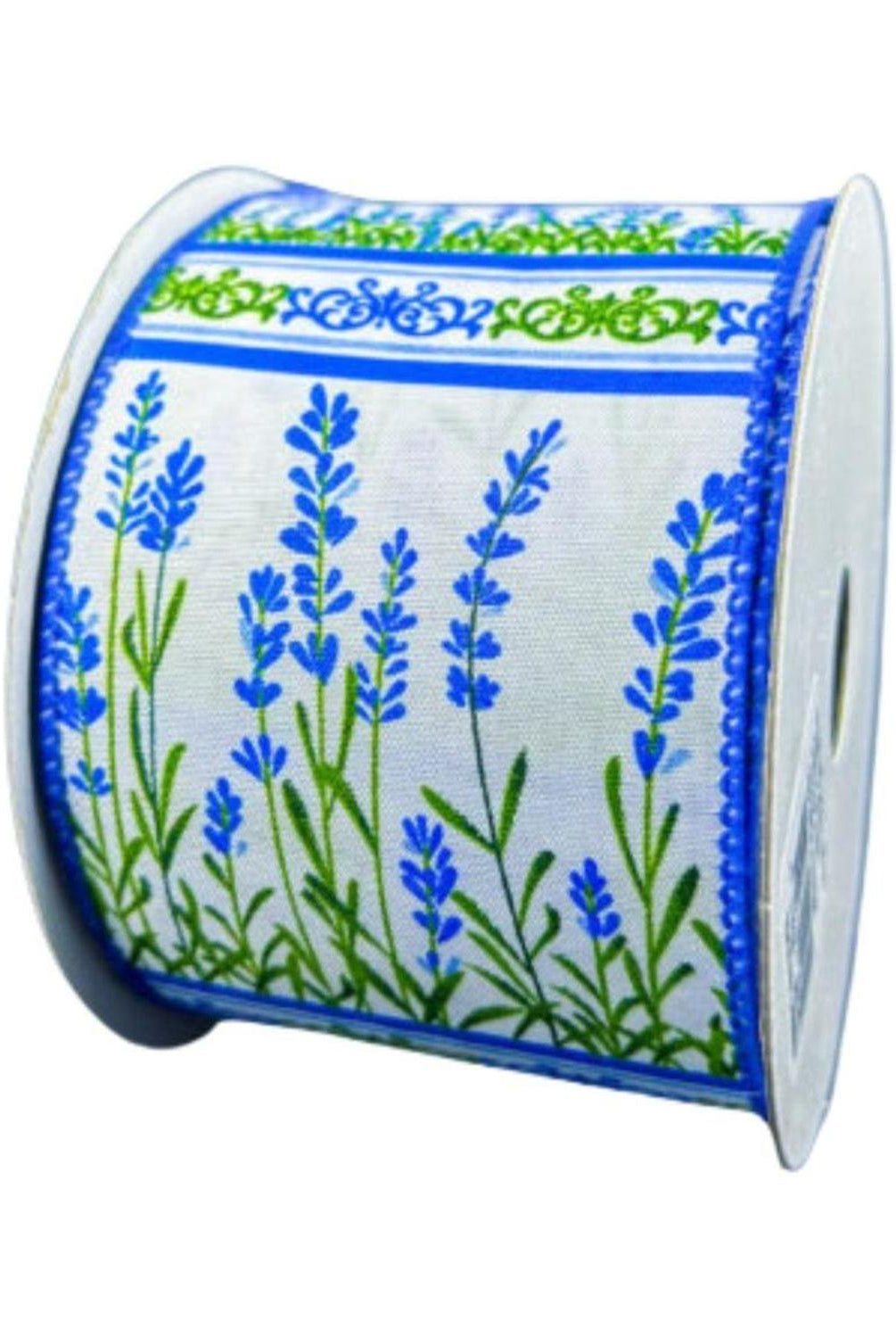 2.5" Bluebonnets Satin Ribbon: White (10 Yards)