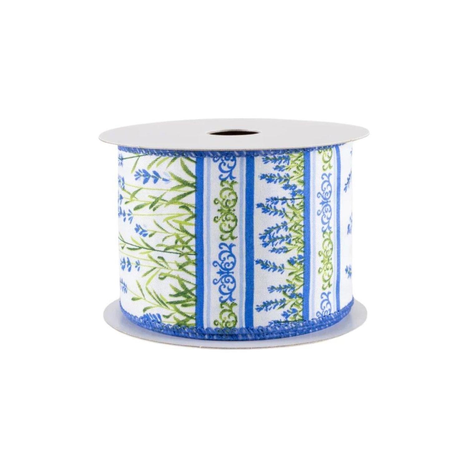 2.5" Bluebonnets Satin Ribbon: White (10 Yards)