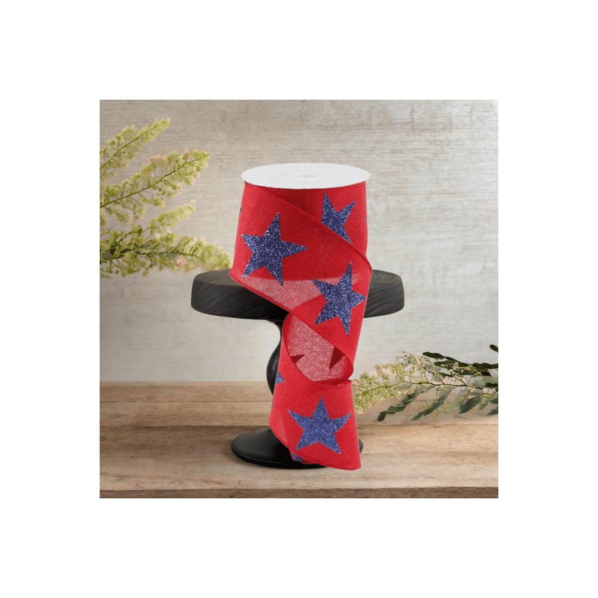 Shop For 2.5" Bold Glitter Star Canvas Ribbon: Red (10 Yards)