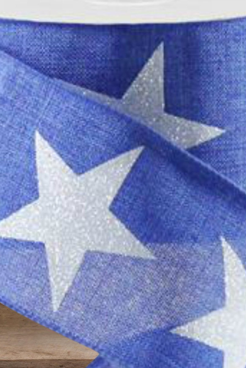 Shop For 2.5" Bold Glitter Star Canvas Ribbon: Royal Blue (10 Yards)