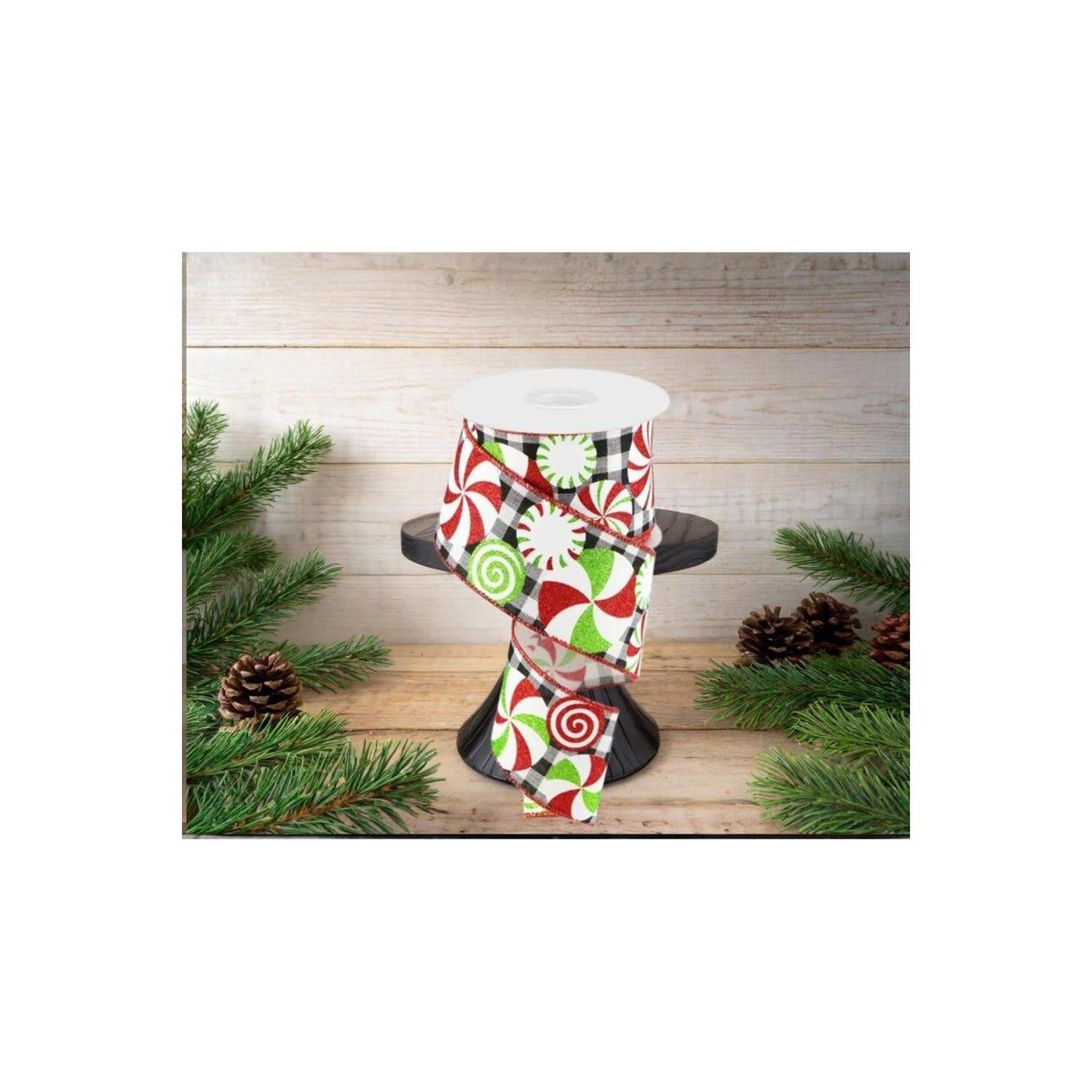 Shop For 2.5" Bold Peppermint Gingham Ribbon: Black/White (10 Yards)