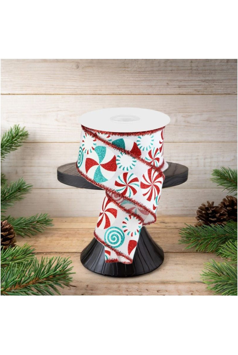 Shop For 2.5" Bold Peppermint Tinsel Ribbon: White (10 Yards)