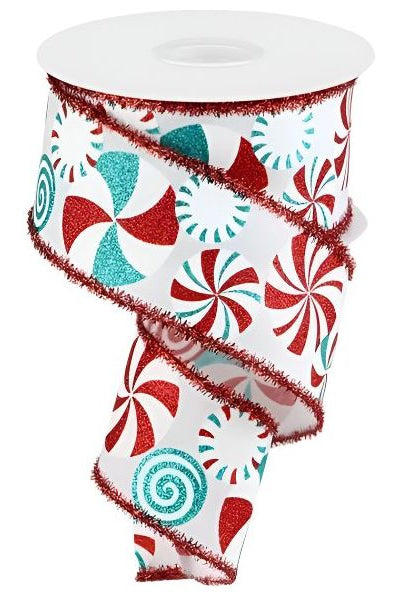 Shop For 2.5" Bold Peppermint Tinsel Ribbon: White (10 Yards)