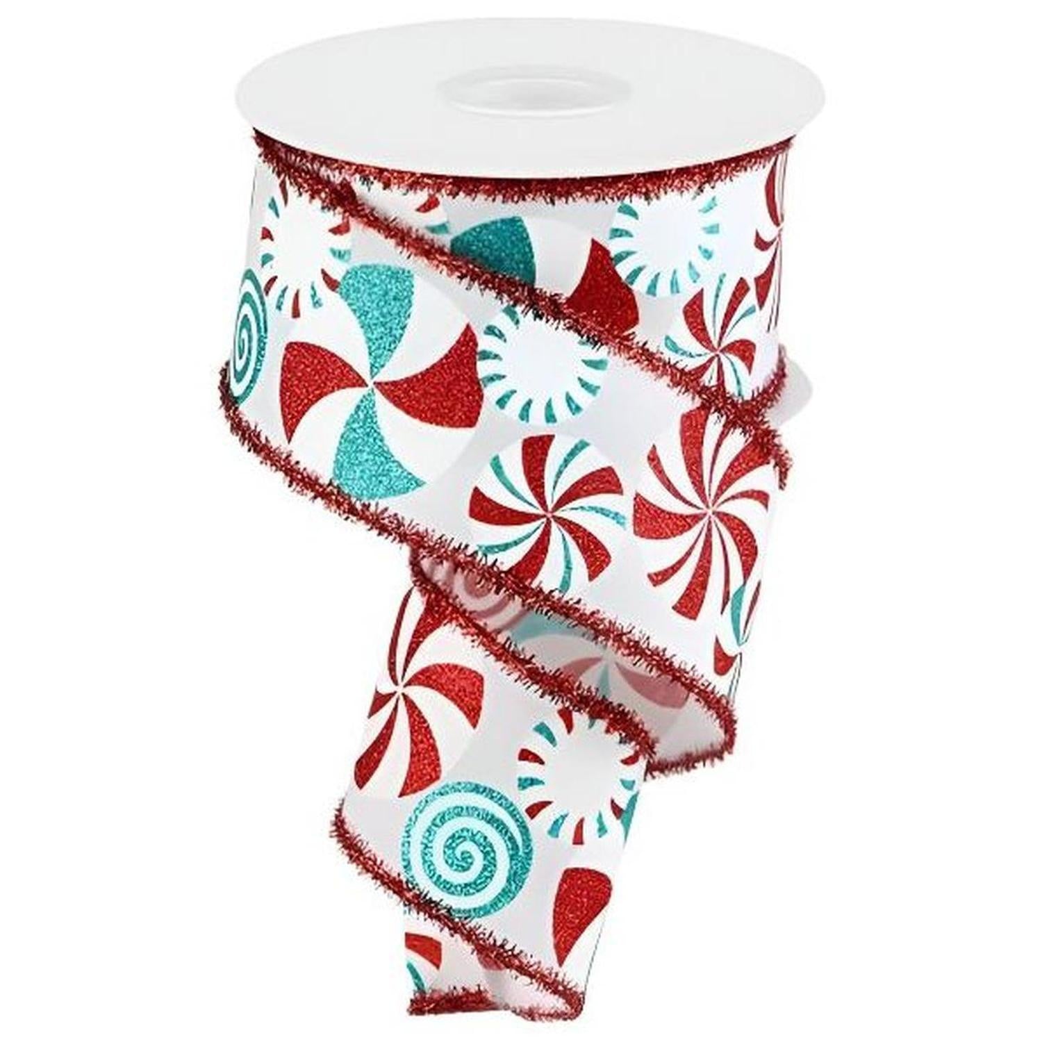 Shop For 2.5" Bold Peppermint Tinsel Ribbon: White (10 Yards)