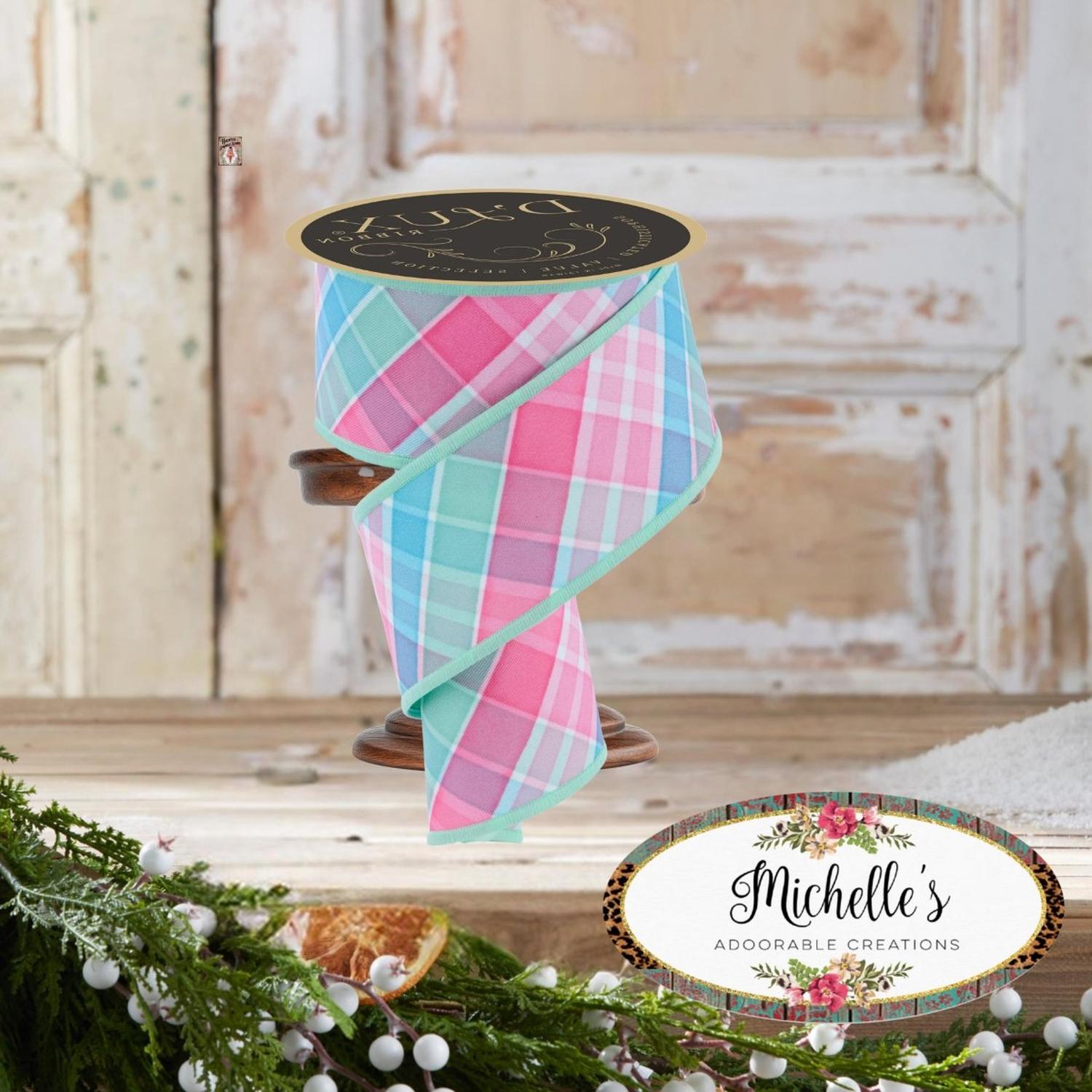 Shop For 2.5" Bold Plaid Fused Ribbon: Light Teal (10 Yards)