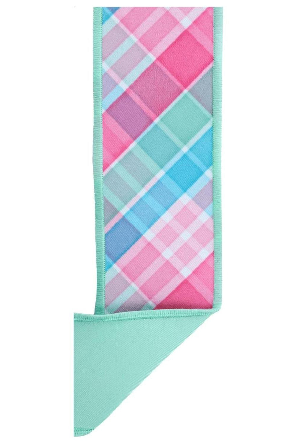 Shop For 2.5" Bold Plaid Fused Ribbon: Light Teal (10 Yards)