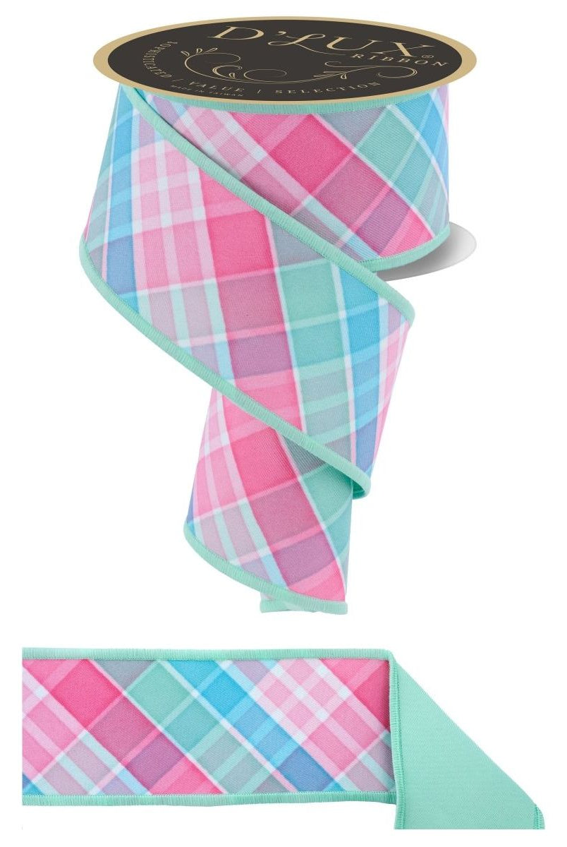 Shop For 2.5" Bold Plaid Fused Ribbon: Light Teal (10 Yards)