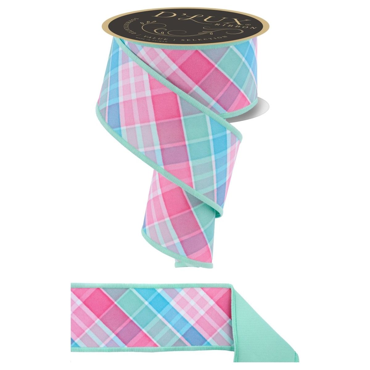Shop For 2.5" Bold Plaid Fused Ribbon: Light Teal (10 Yards)