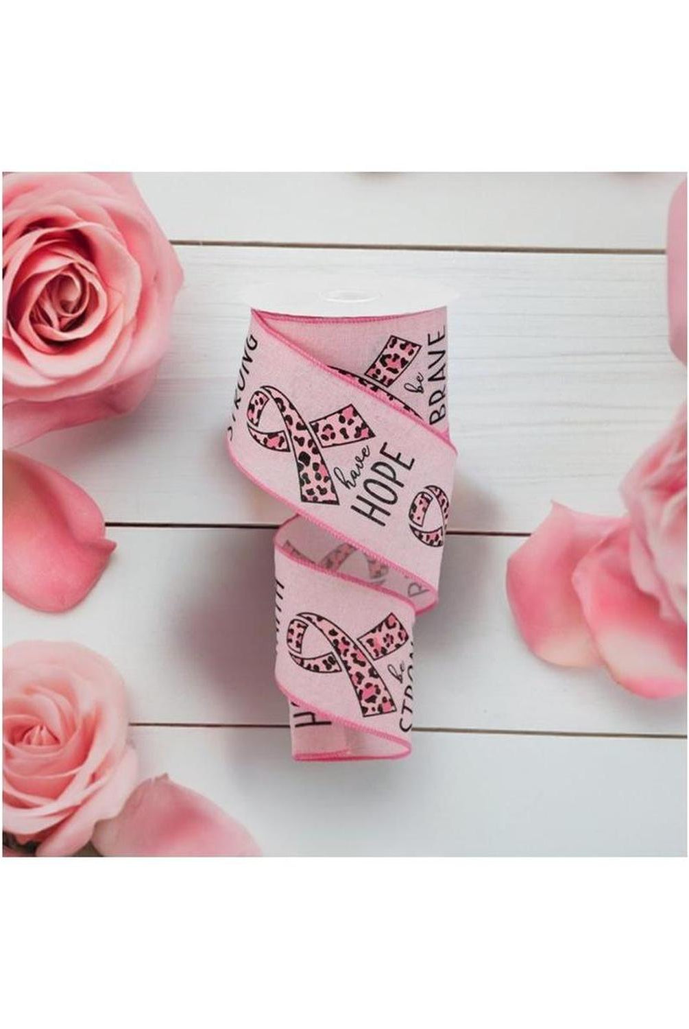 Shop For 2.5" Breast Cancer Leopard Ribbon: Pale Pink (10 Yards) at Michelle's aDOORable Creations