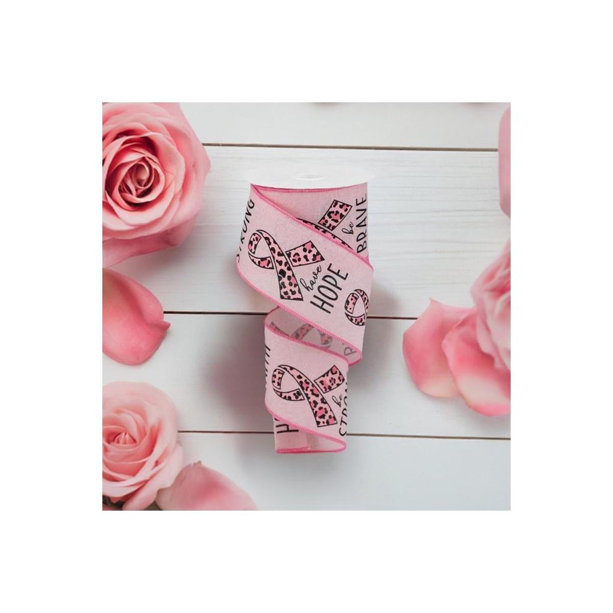 Shop For 2.5" Breast Cancer Leopard Ribbon: Pale Pink (10 Yards) at Michelle's aDOORable Creations