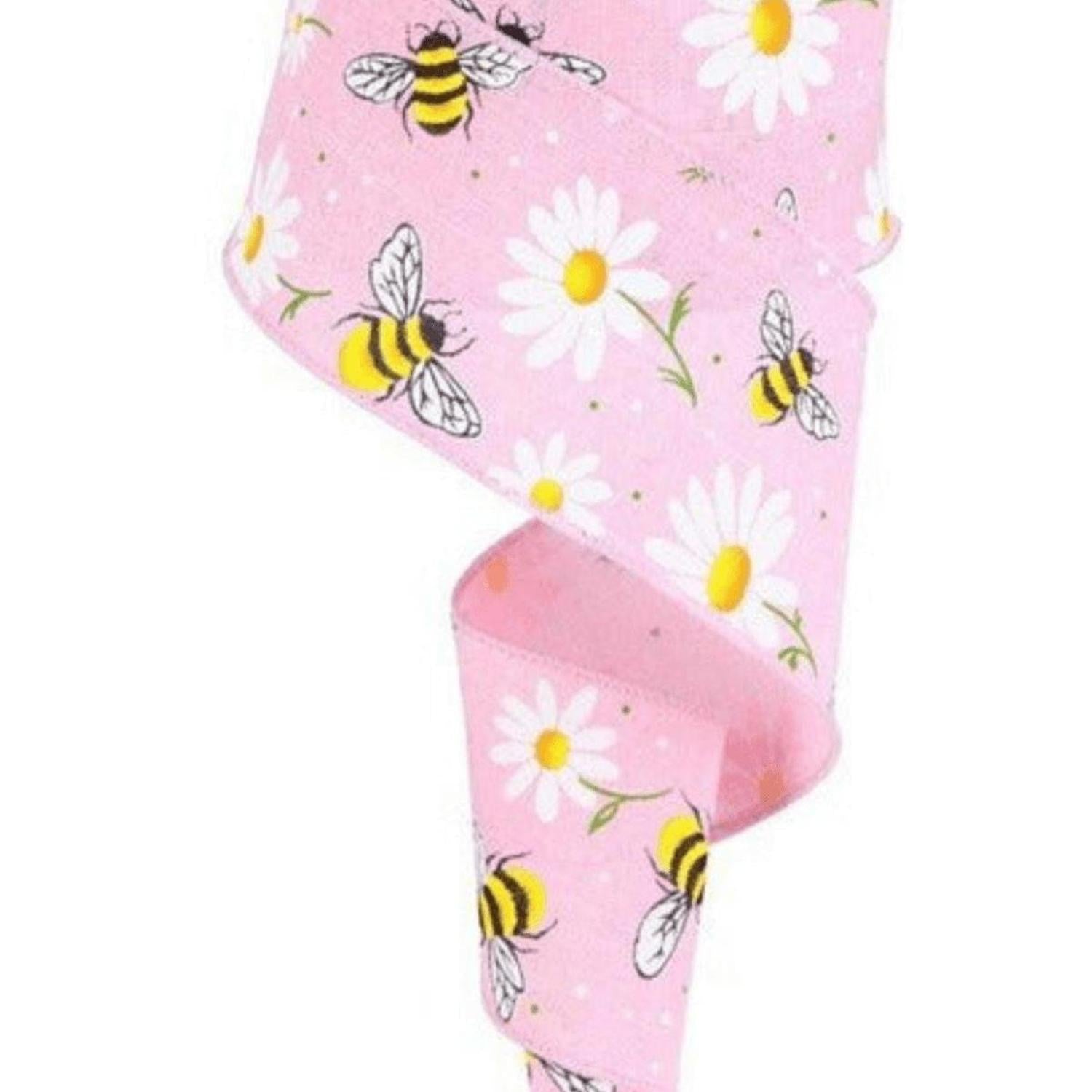 Shop For 2.5" Bumble Bee Daisy Ribbon: Light Pink (10 Yards)