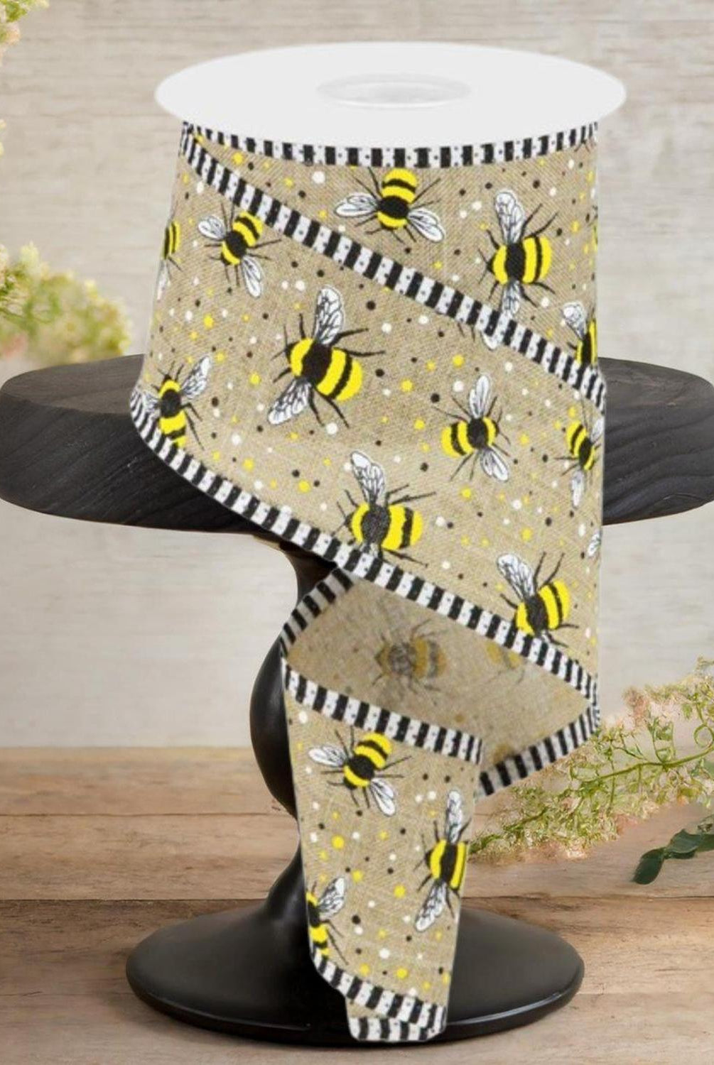 Shop For 2.5" Bumble Bee Royal Stripe Ribbon: Beige (10 Yards)