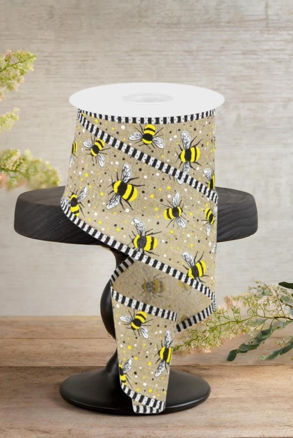 Shop For 2.5" Bumble Bee Royal Stripe Ribbon: Beige (10 Yards)