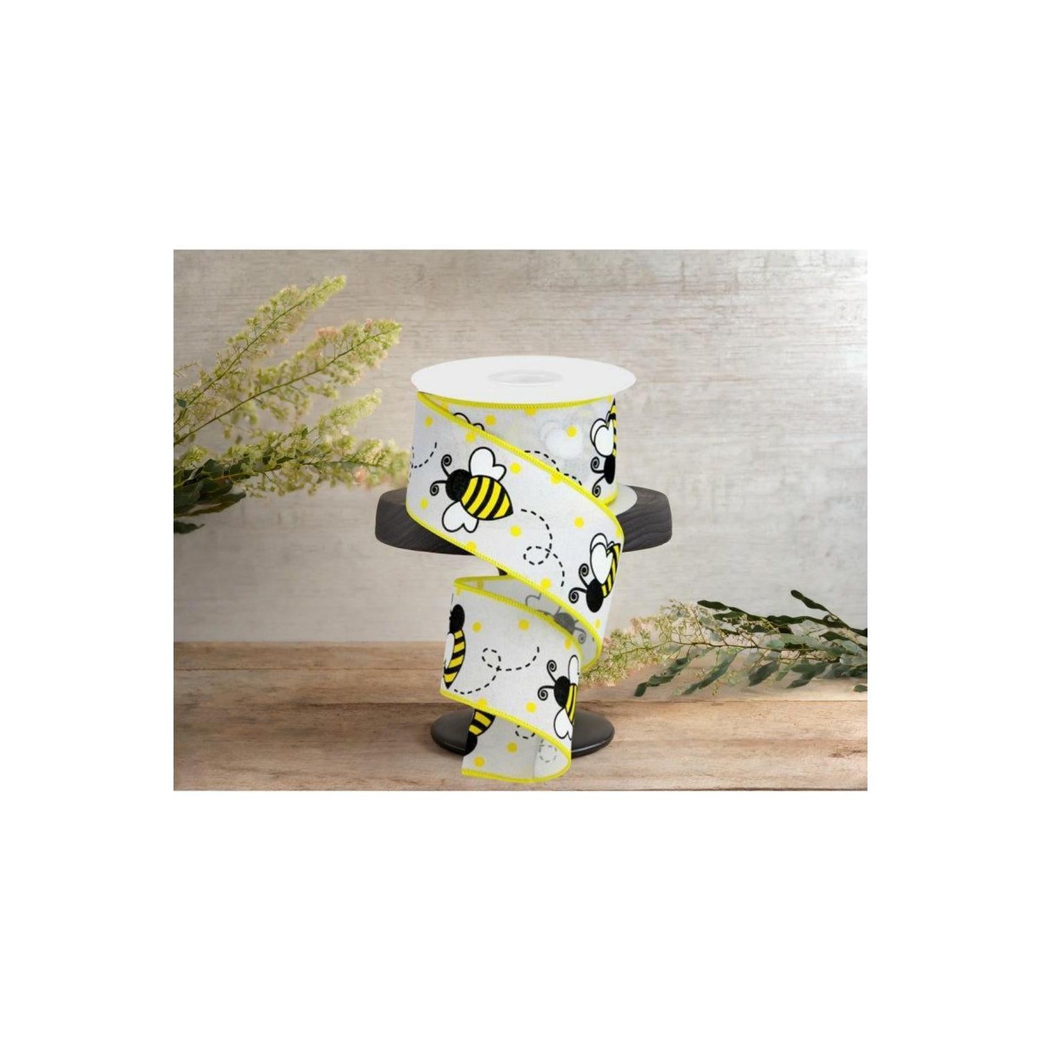 Shop For 2.5" Bumblebee Royal Ribbon: White (10 Yards)