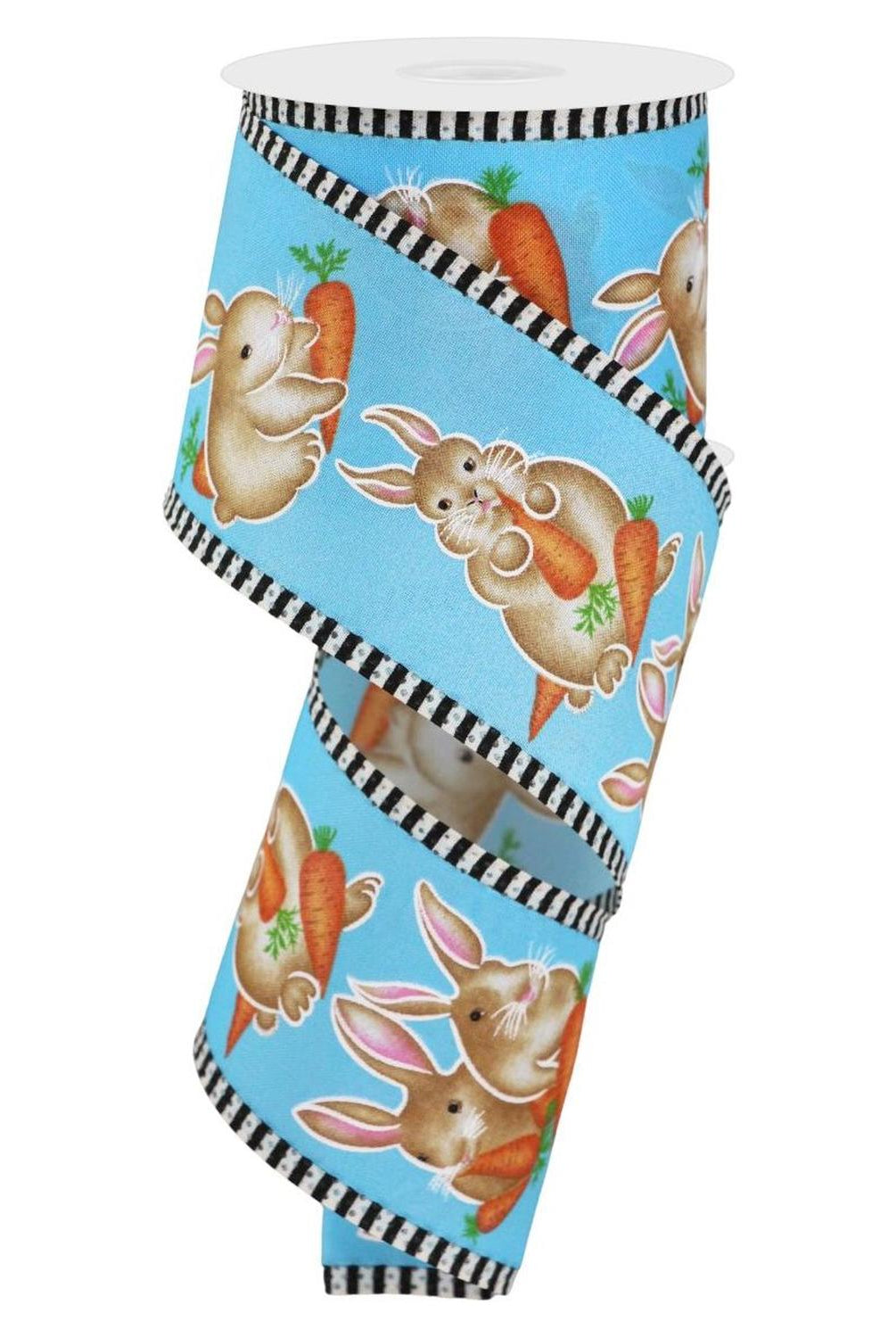 Shop For 2.5" Bunnies Carrots Stripe Ribbon: Blue (10 Yards)