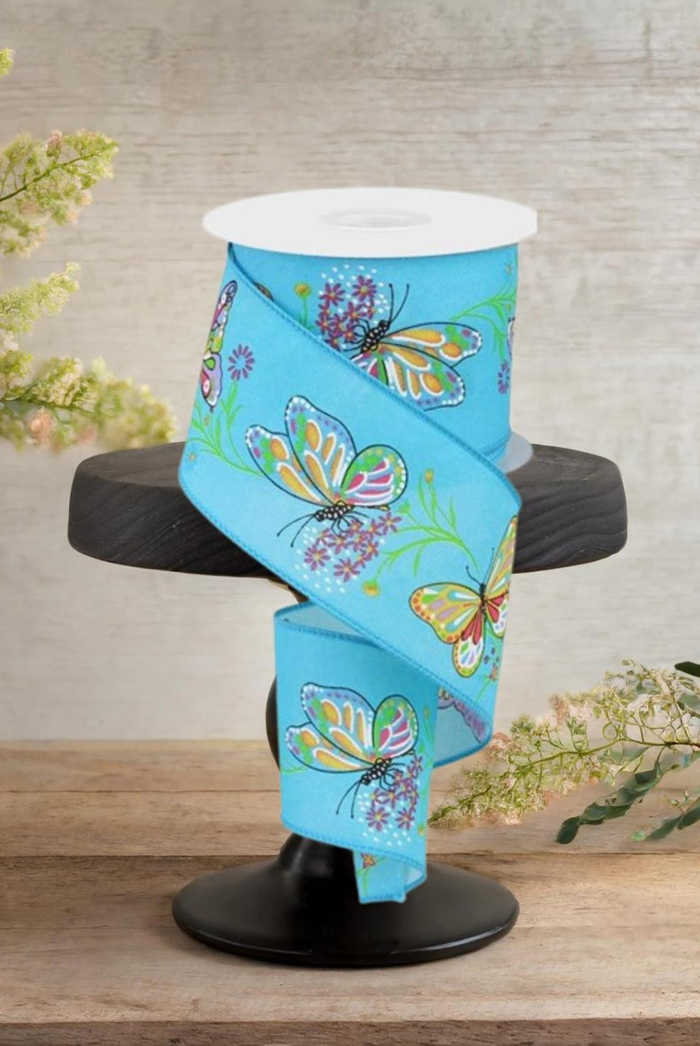 Shop For 2.5" Butterfly Branch Ribbon: Blue (10 Yards)