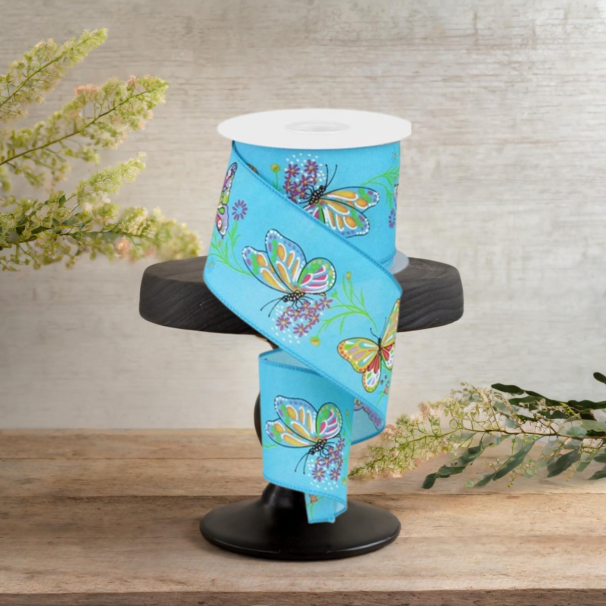 Shop For 2.5" Butterfly Branch Ribbon: Blue (10 Yards)