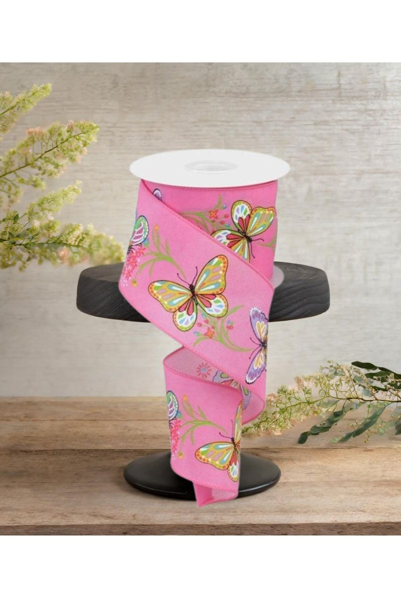 Shop For 2.5" Butterfly Branch Ribbon: Pink (10 Yards) at Michelle's aDOORable Creations