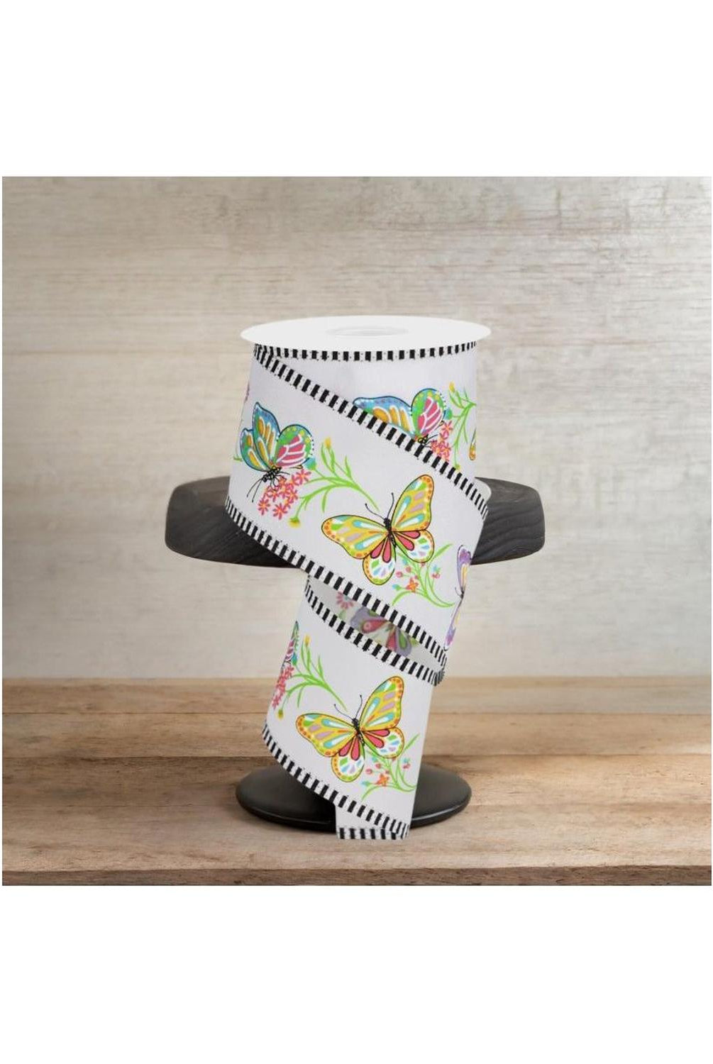 Shop For 2.5" Butterfly Branch Stripe Ribbon: White (10 Yards)
