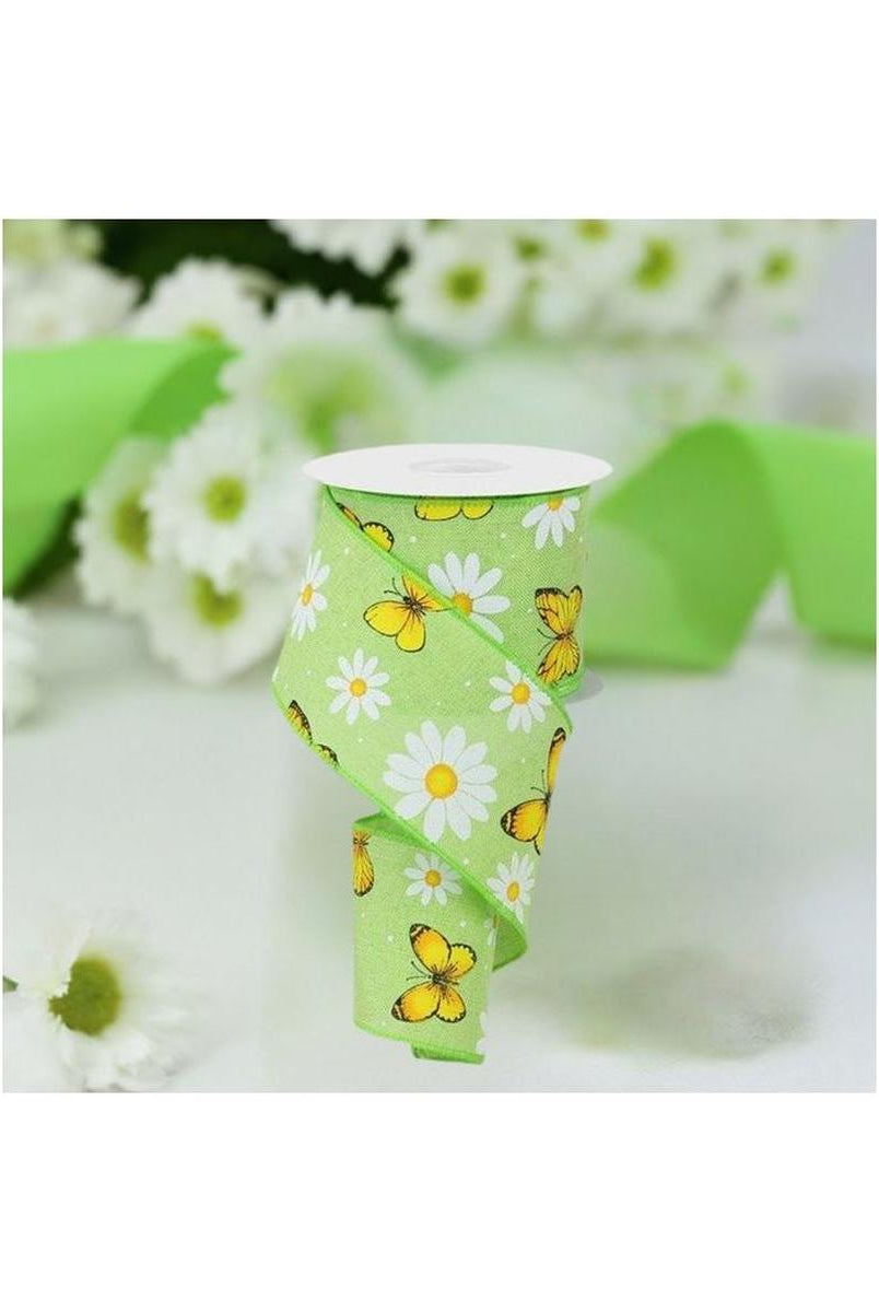 Shop For 2.5" Butterfly Daisy on Royal Ribbon: Bright Green (10 Yards) at Michelle's aDOORable Creations