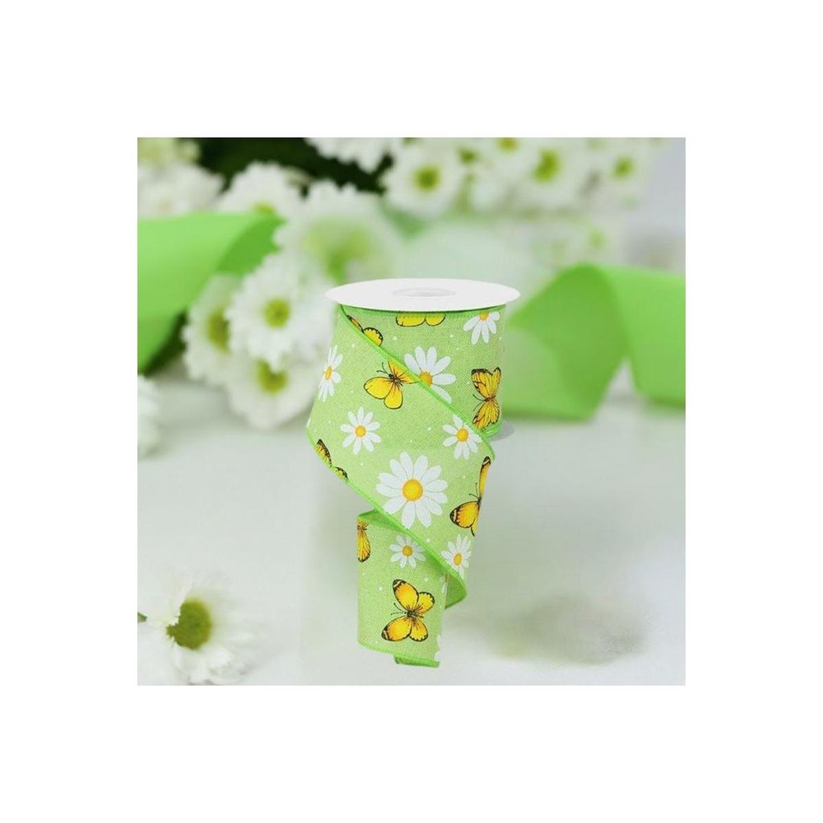 Shop For 2.5" Butterfly Daisy on Royal Ribbon: Bright Green (10 Yards) at Michelle's aDOORable Creations