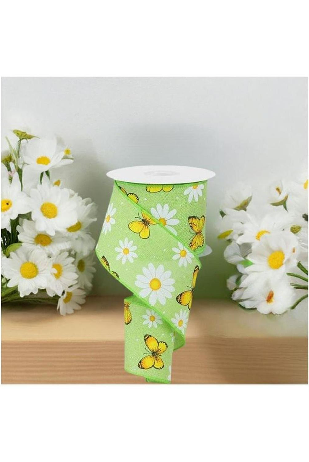 Shop For 2.5" Butterfly Daisy on Royal Ribbon: Bright Green (10 Yards) at Michelle's aDOORable Creations