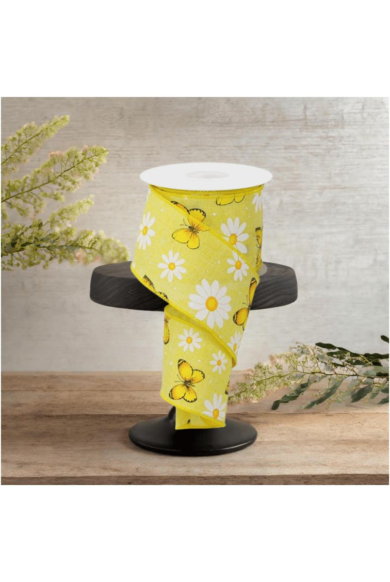 Shop For 2.5" Butterfly Daisy on Royal Ribbon: Yellow (10 Yards)