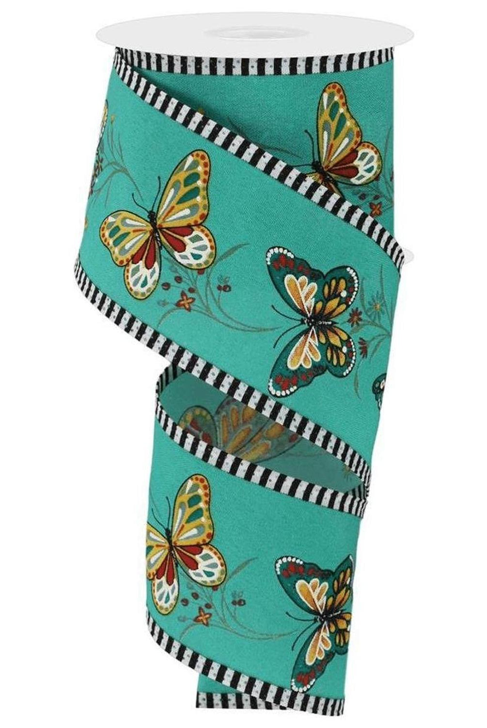 Shop For 2.5" Butterfly Stripe Edge Ribbon: Light Teal (10 Yards)