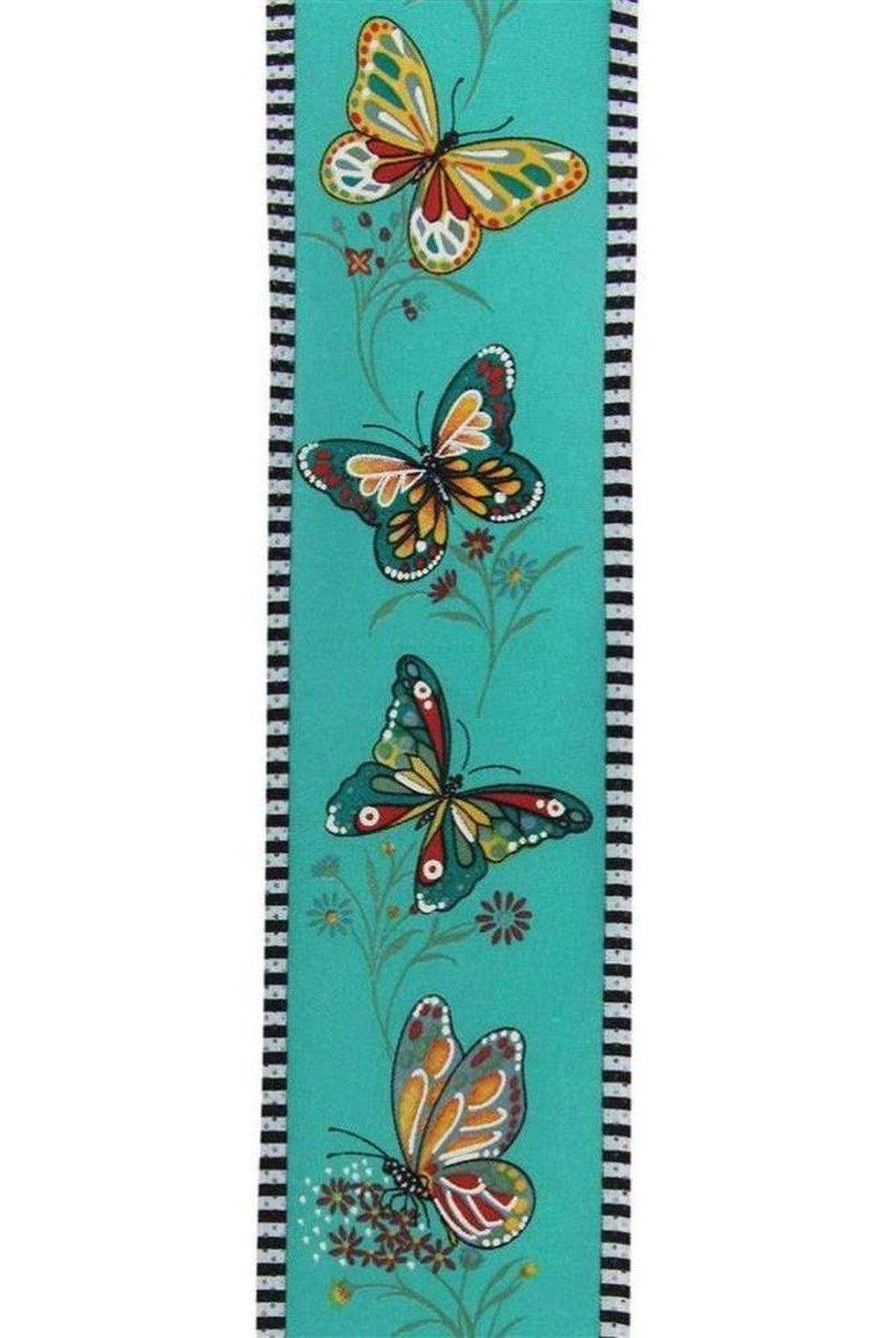 Shop For 2.5" Butterfly Stripe Edge Ribbon: Light Teal (10 Yards)