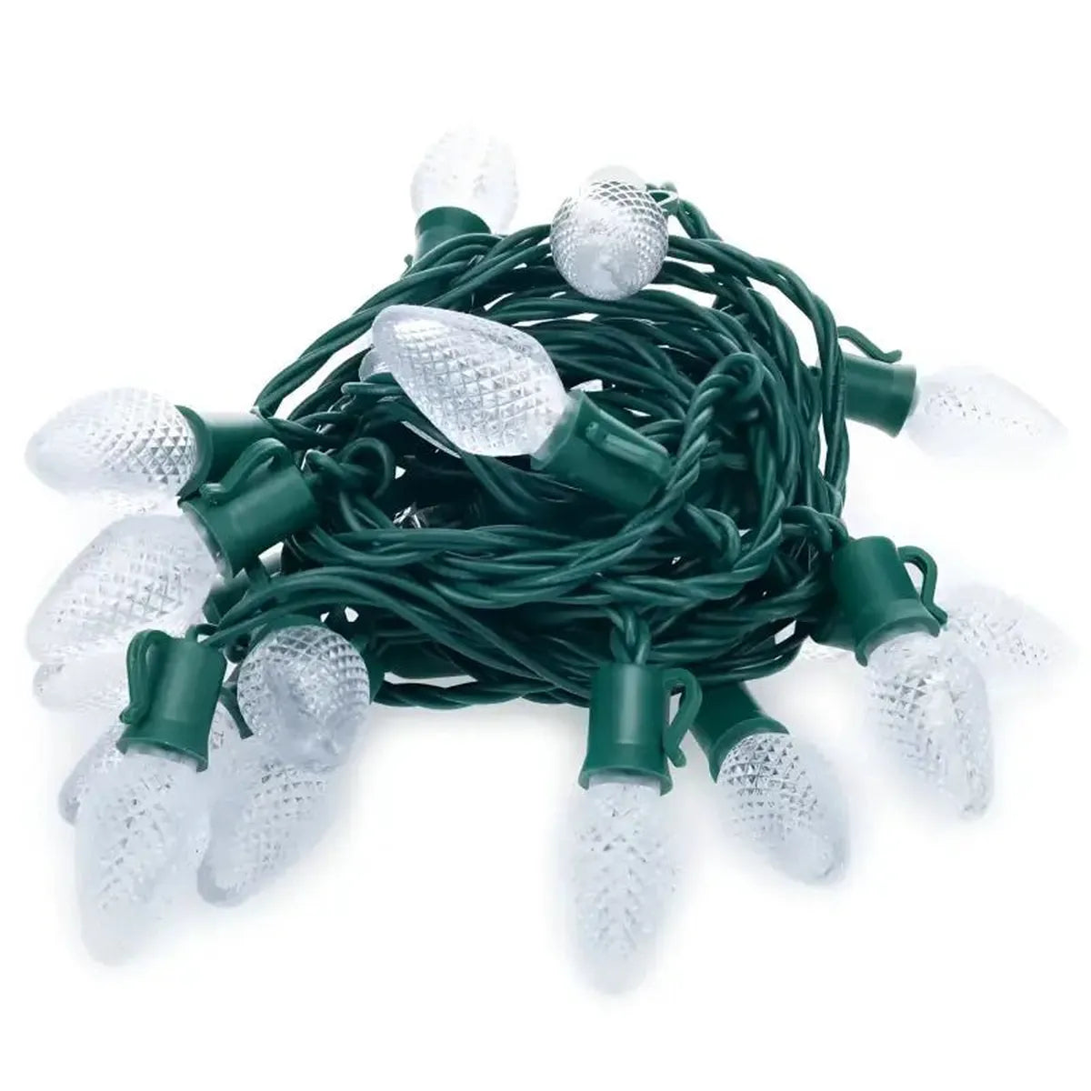 Shop For 25 C7 Cool White LED Christmas Lights, 8" Spacing