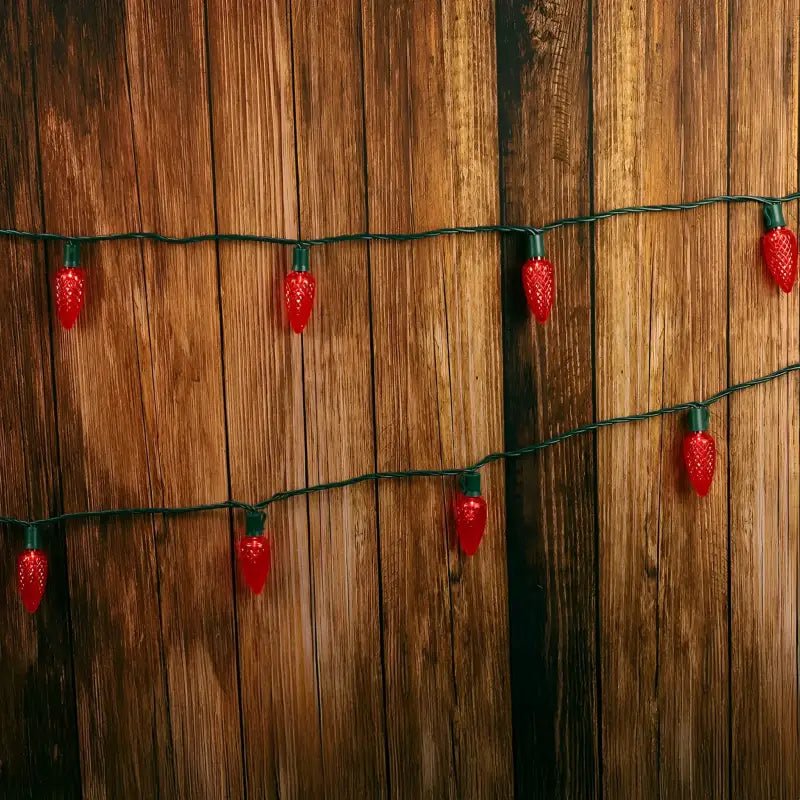 Shop For 25 C9 Red LED Christmas Lights, 8" Spacing