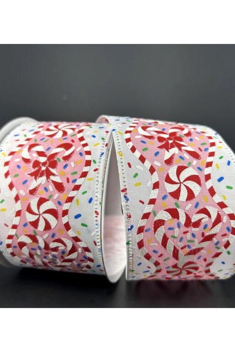 Shop For 2.5" Candy Cane Sprinkle Ribbon: White (10 Yards) at Michelle's aDOORable Creations