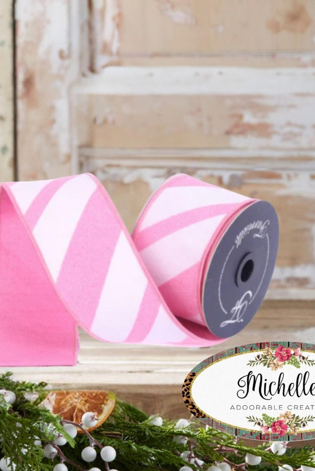2.5" Candy Gloss Striped Ribbon: Pink (10 Yards)