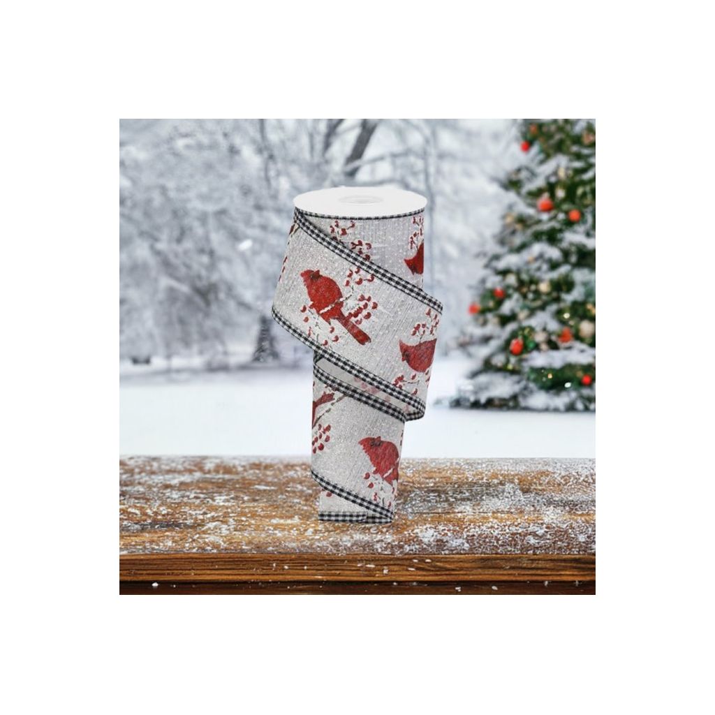 Shop For 2.5" Cardinal Gingham Check Ribbon: Silver (10 Yards) at Michelle's aDOORable Creations