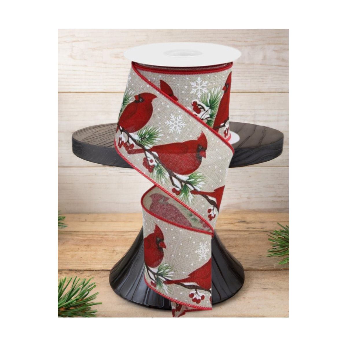 Shop For 2.5" Cardinals On Tree Branch Ribbon: Lt Natural (10 Yards)