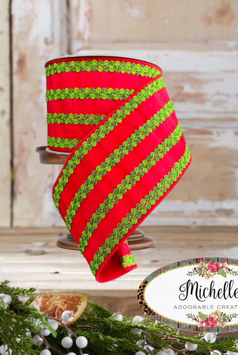 Shop For 2.5" Carnival Swirls Ribbon: Red/Green (10 Yards)