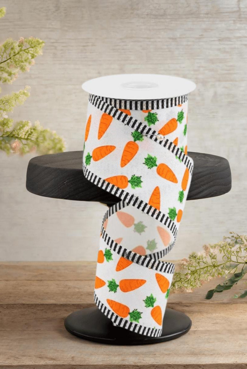 Shop For 2.5" Carrots Thin Stripe Ribbon: White (10 Yards)